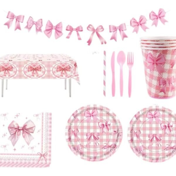 Bow-knot checkered tableware collection