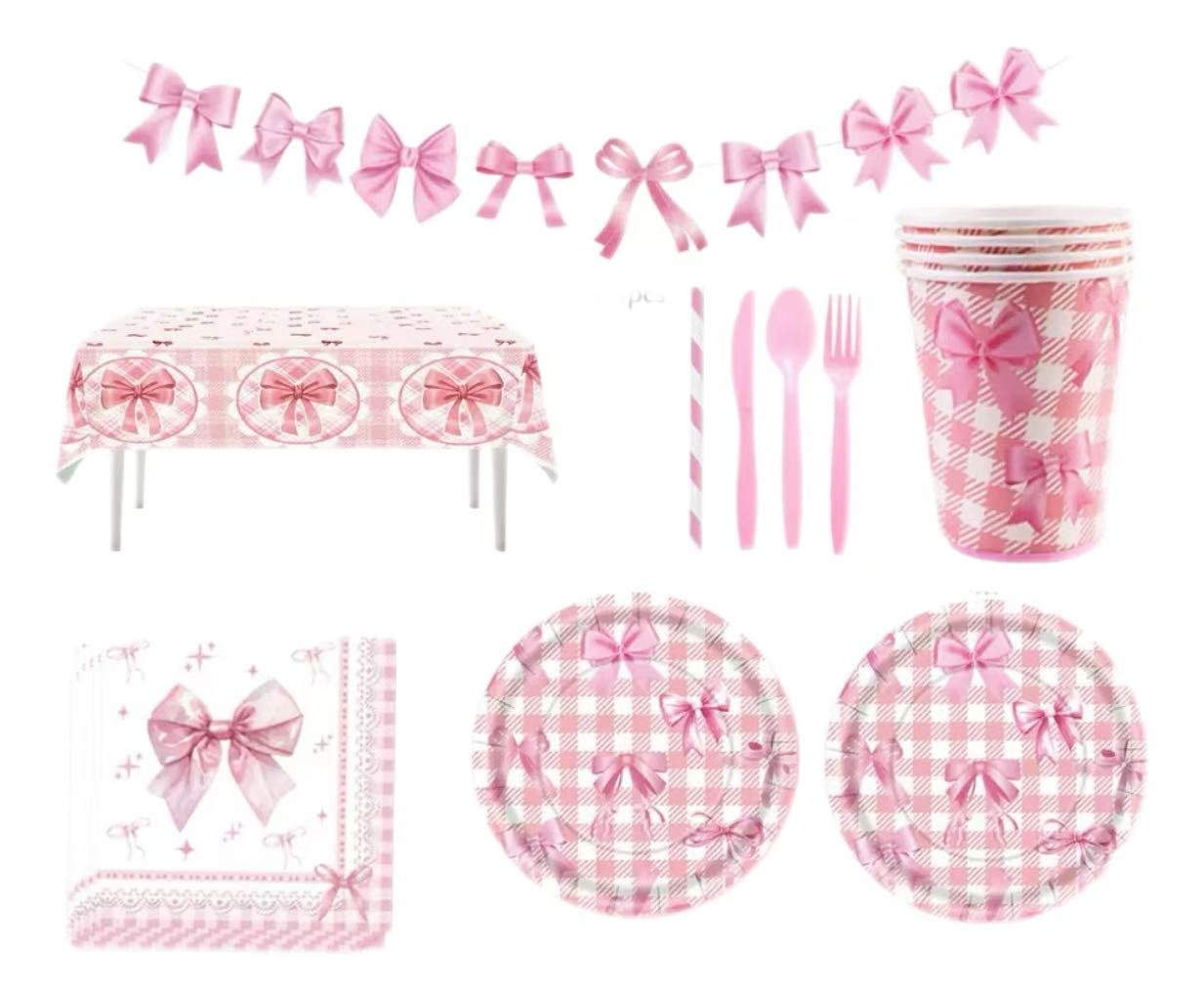 Bow-knot checkered tableware collection