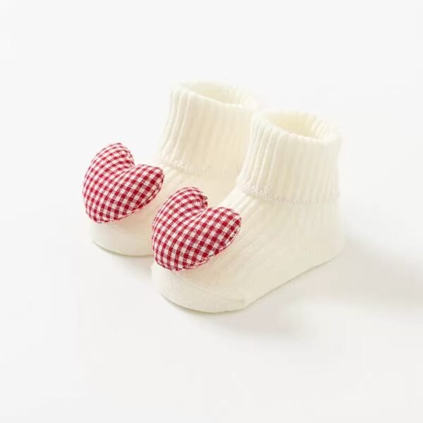 Red plaid heart baby socks