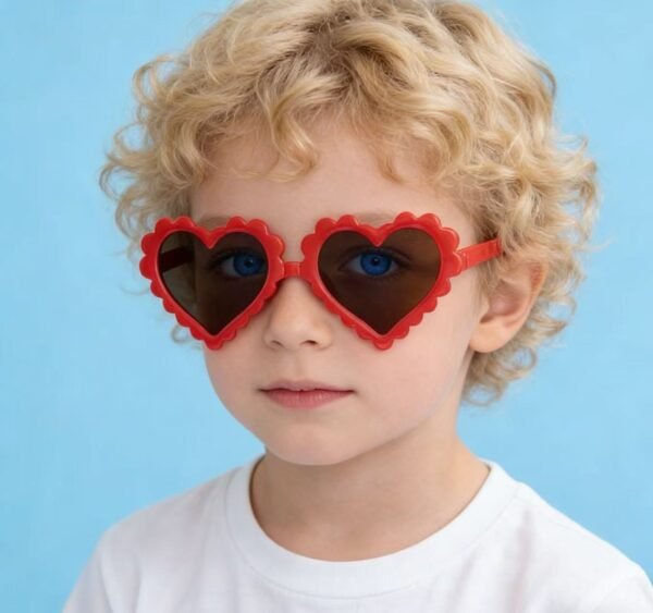 children's bright red heart-shaped sunglasses