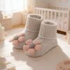 Gray floral baby socks