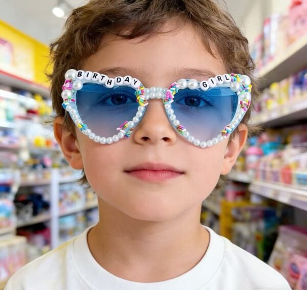 Sparkling blue pearl birthday sunglasses
