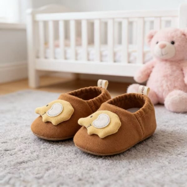 Brown elephant baby shoes