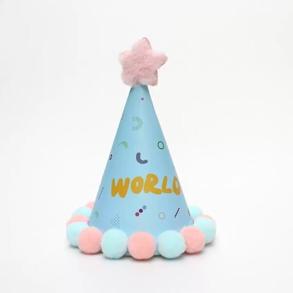jofete.com-Blue cartoon pom-pom birthday hat.webp
