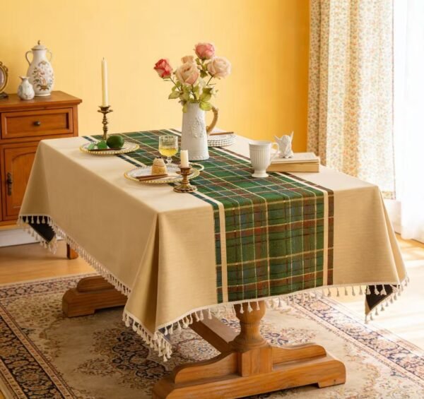 Green Cotton Linen Tablecloth