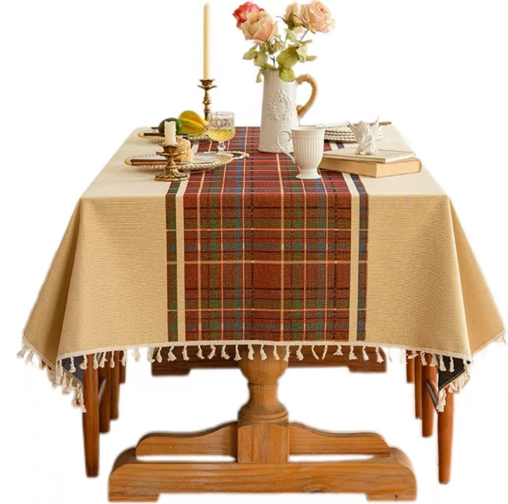 Red Cotton Linen Tablecloth