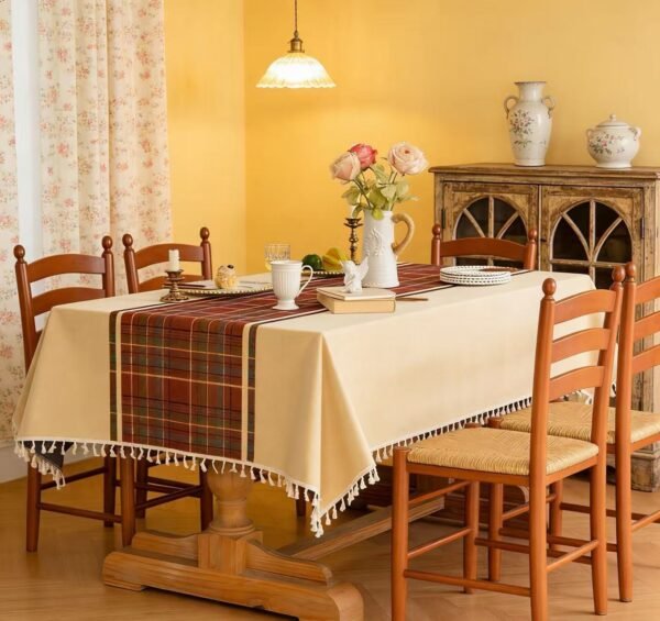 Red Cotton Linen Tablecloth